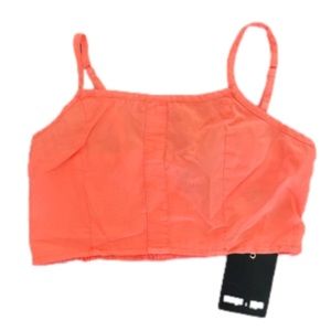Mags & Pye 100% neon coral cropped tank top shirt small s new nwt